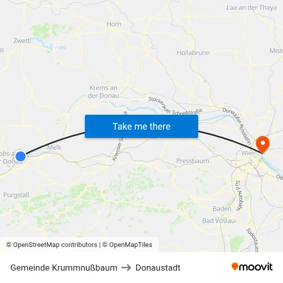 Gemeinde Krummnußbaum to Donaustadt map
