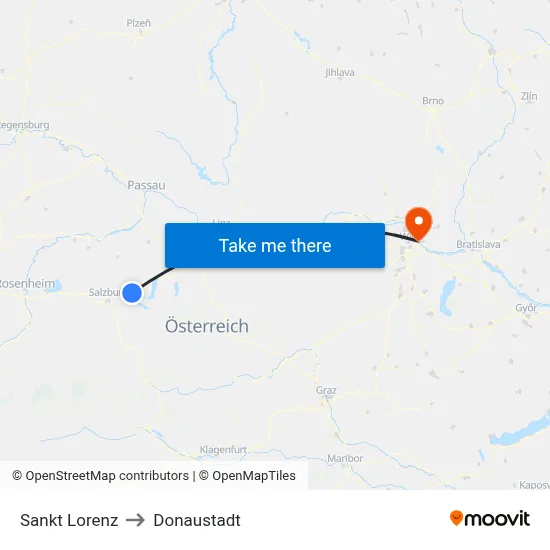 Sankt Lorenz to Donaustadt map