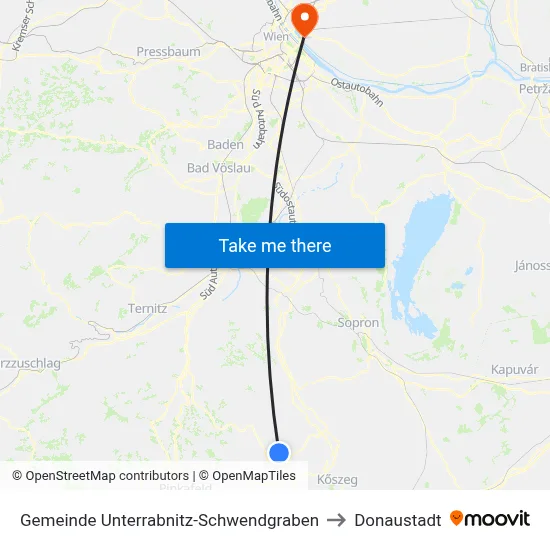 Gemeinde Unterrabnitz-Schwendgraben to Donaustadt map