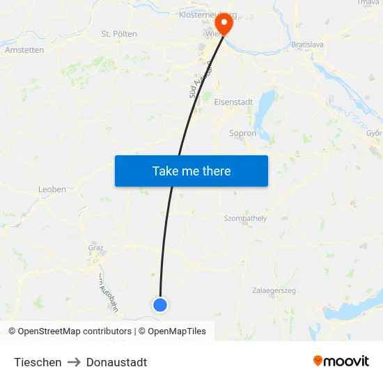 Tieschen to Donaustadt map