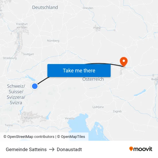 Gemeinde Satteins to Donaustadt map