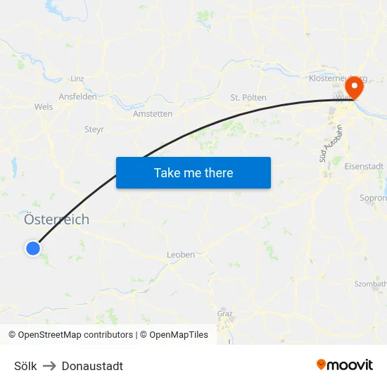 Sölk to Donaustadt map