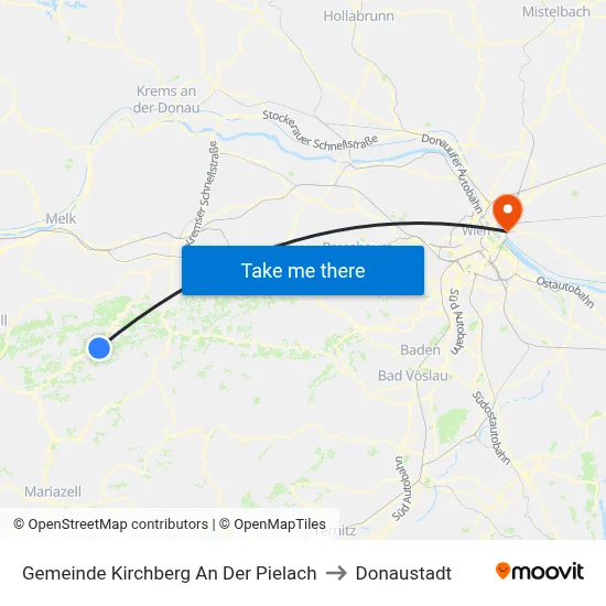 Gemeinde Kirchberg An Der Pielach to Donaustadt map