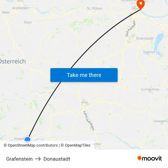Grafenstein to Donaustadt map