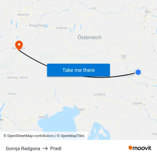 Gornja Radgona to Pradl map