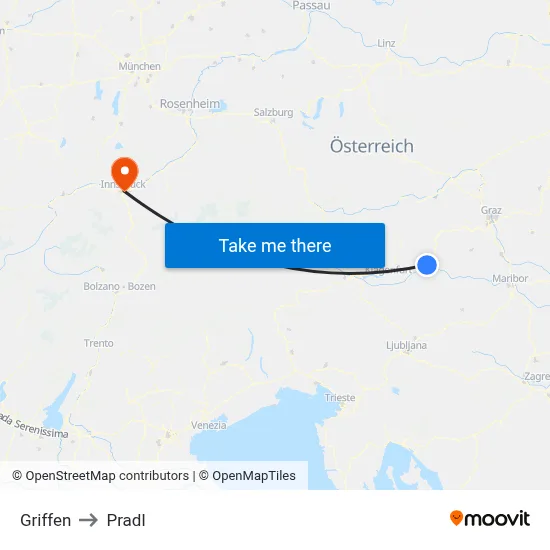 Griffen to Pradl map