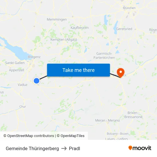 Gemeinde Thüringerberg to Pradl map