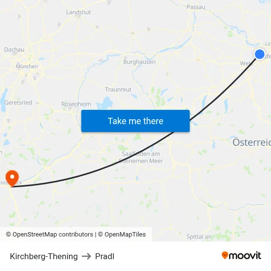 Kirchberg-Thening to Pradl map