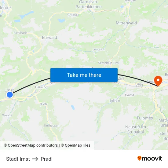 Stadt Imst to Pradl map