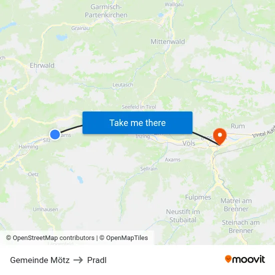 Gemeinde Mötz to Pradl map