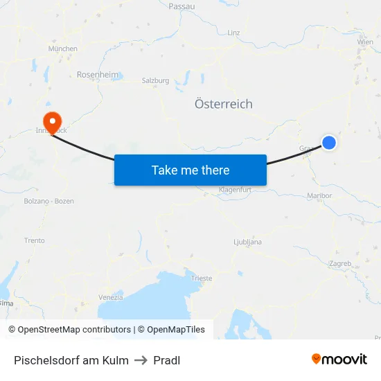 Pischelsdorf am Kulm to Pradl map