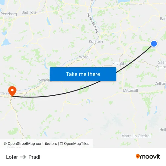 Lofer to Pradl map