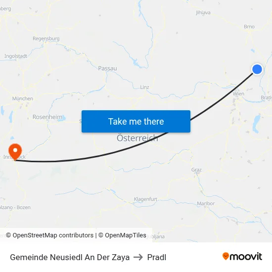 Gemeinde Neusiedl An Der Zaya to Pradl map