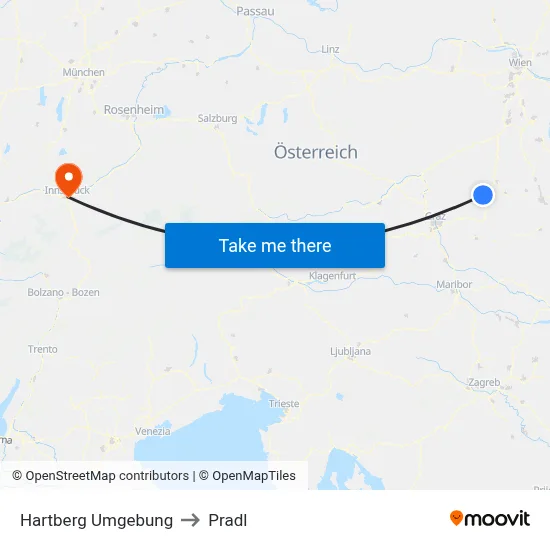 Hartberg Umgebung to Pradl map