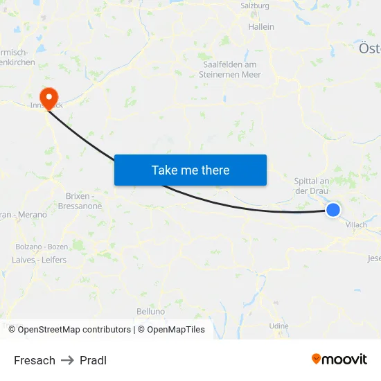 Fresach to Pradl map
