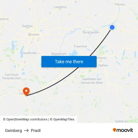 Geinberg to Pradl map