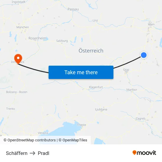 Schäffern to Pradl map