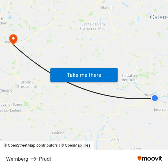 Wernberg to Pradl map
