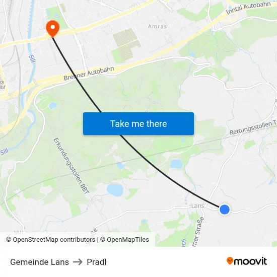 Gemeinde Lans to Pradl map