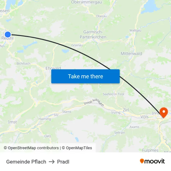 Gemeinde Pflach to Pradl map