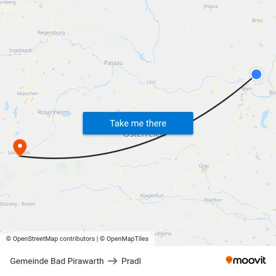 Gemeinde Bad Pirawarth to Pradl map