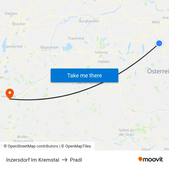 Inzersdorf Im Kremstal to Pradl map
