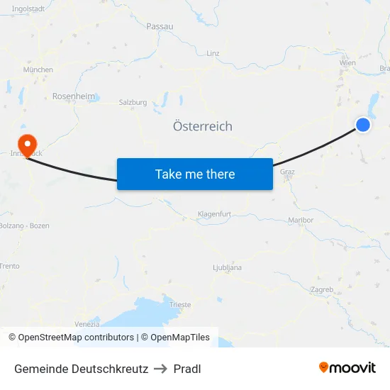 Gemeinde Deutschkreutz to Pradl map