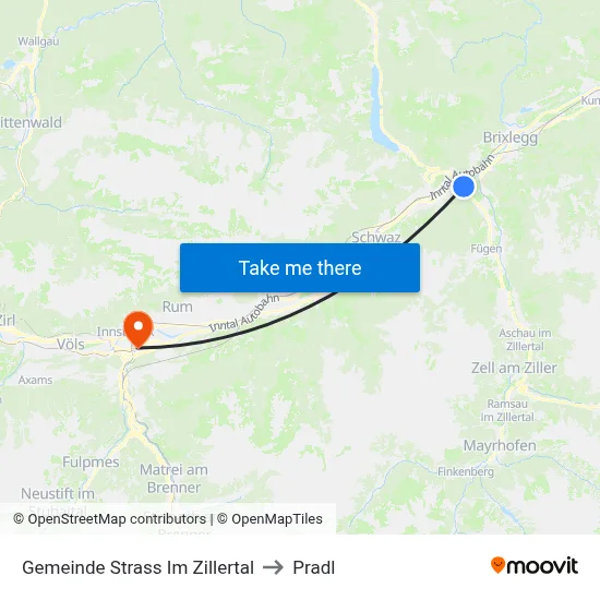 Gemeinde Strass Im Zillertal to Pradl map