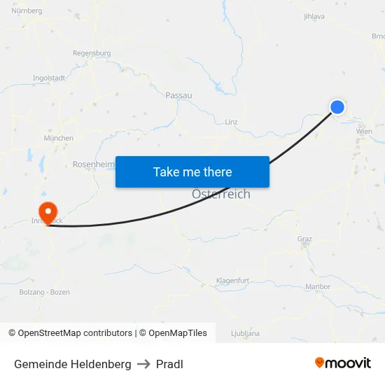 Gemeinde Heldenberg to Pradl map