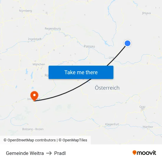 Gemeinde Weitra to Pradl map