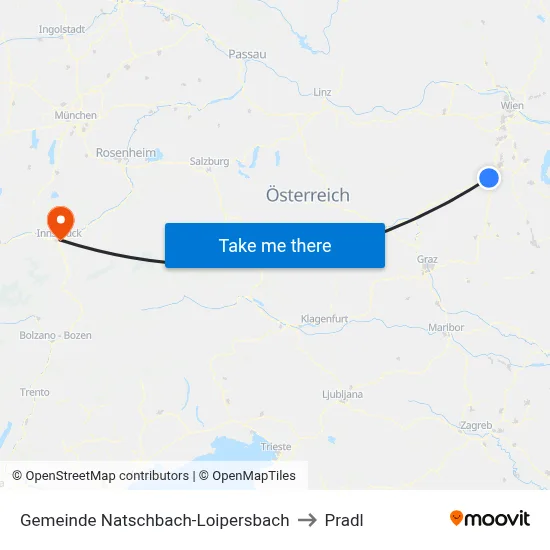 Gemeinde Natschbach-Loipersbach to Pradl map