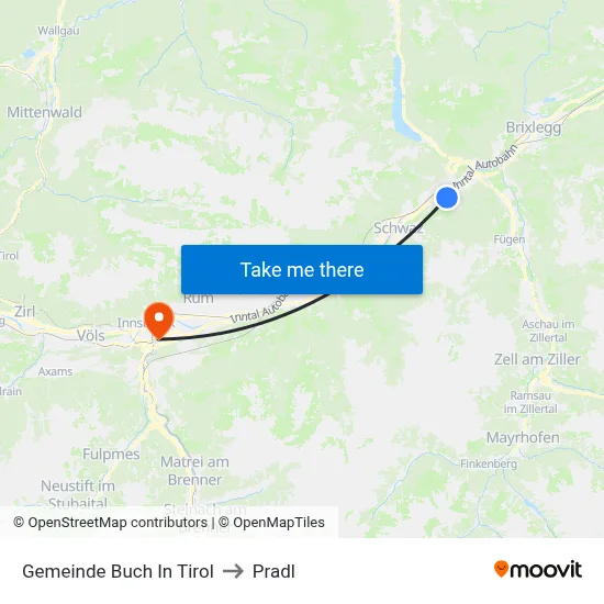 Gemeinde Buch In Tirol to Pradl map