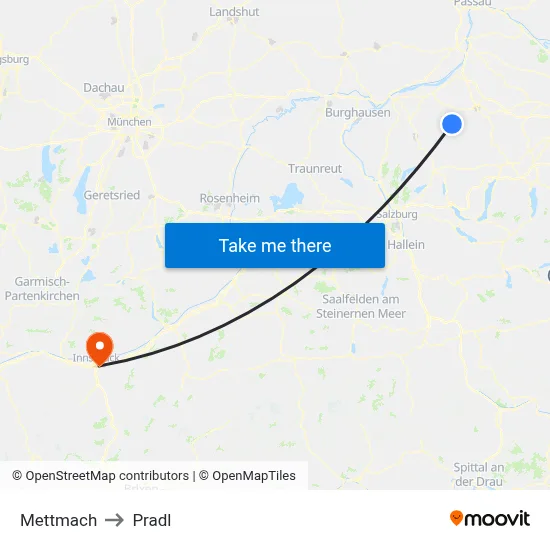 Mettmach to Pradl map