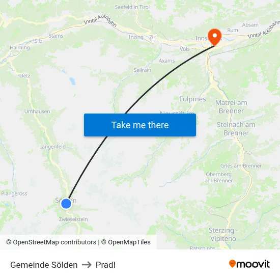 Gemeinde Sölden to Pradl map