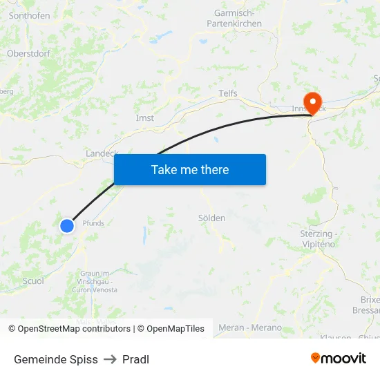 Gemeinde Spiss to Pradl map
