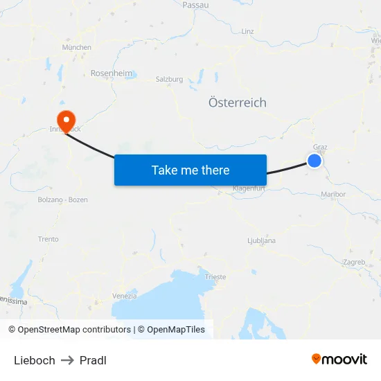 Lieboch to Pradl map
