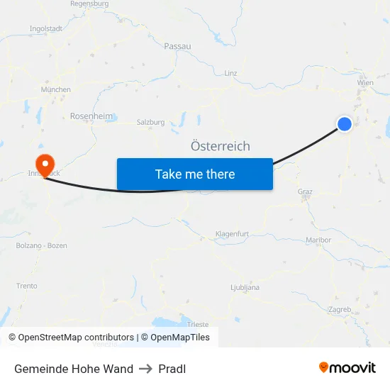 Gemeinde Hohe Wand to Pradl map