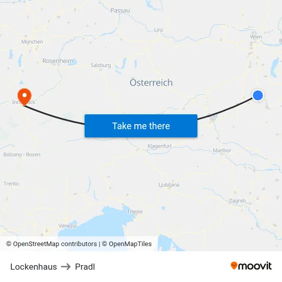 Lockenhaus to Pradl map