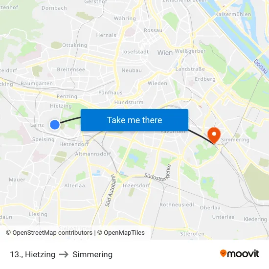 13., Hietzing to Simmering map