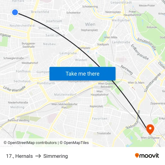 17., Hernals to Simmering map