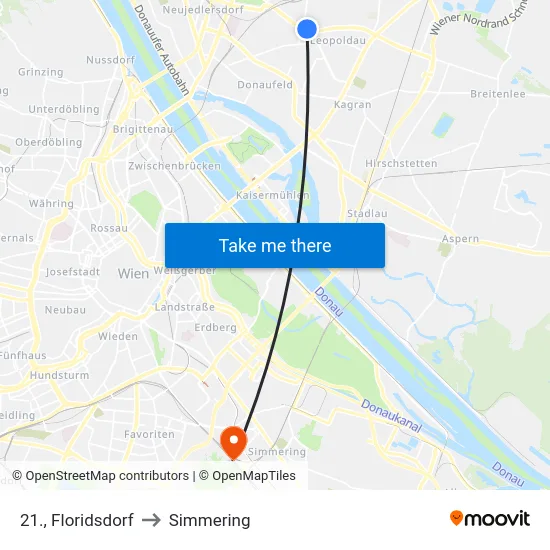 21., Floridsdorf to Simmering map