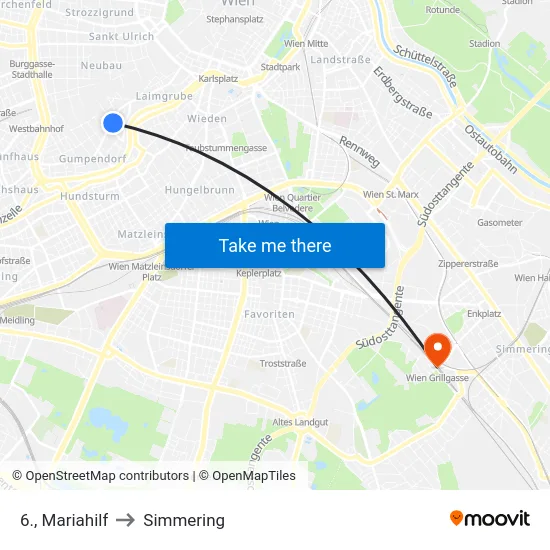 6., Mariahilf to Simmering map