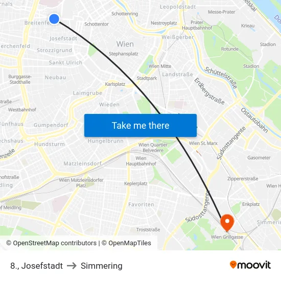 8., Josefstadt to Simmering map