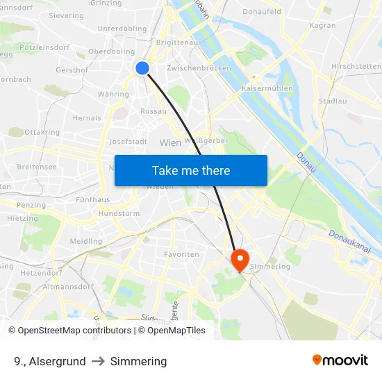 9., Alsergrund to Simmering map