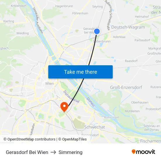 Gerasdorf Bei Wien to Simmering map