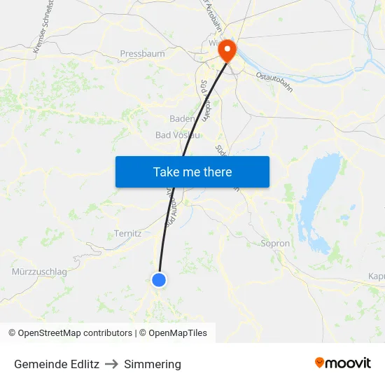 Gemeinde Edlitz to Simmering map