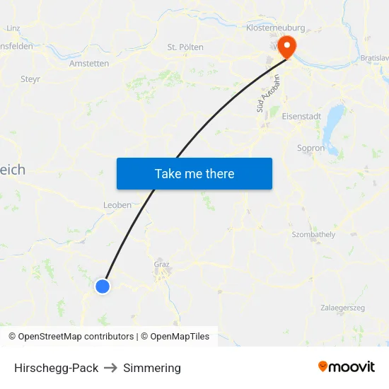 Hirschegg-Pack to Simmering map