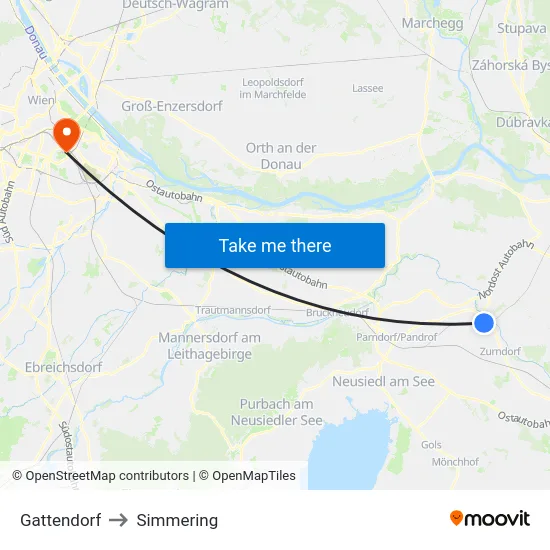 Gattendorf to Simmering map