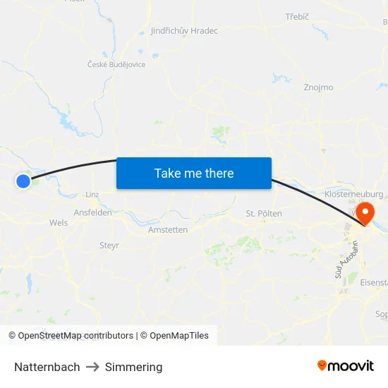Natternbach to Simmering map
