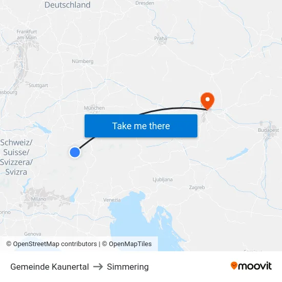 Gemeinde Kaunertal to Simmering map